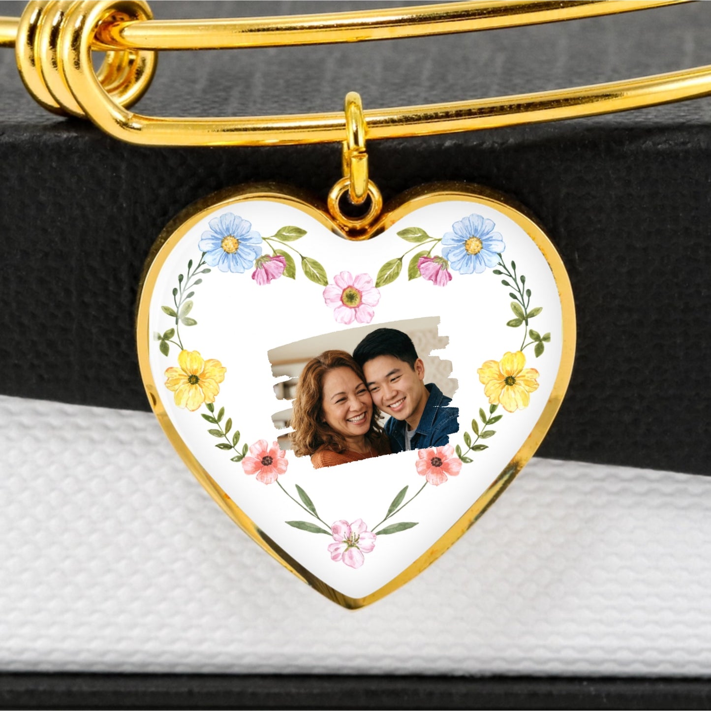 Heart Adjustable Bangle - Customily manual template product