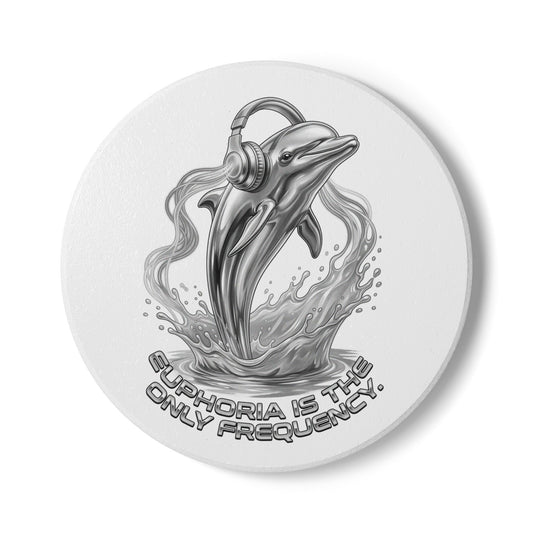 Dolphin Euphoria Ceramic Coaster — 'Euphoria Is The Only Frequency' Music Lover Coaster