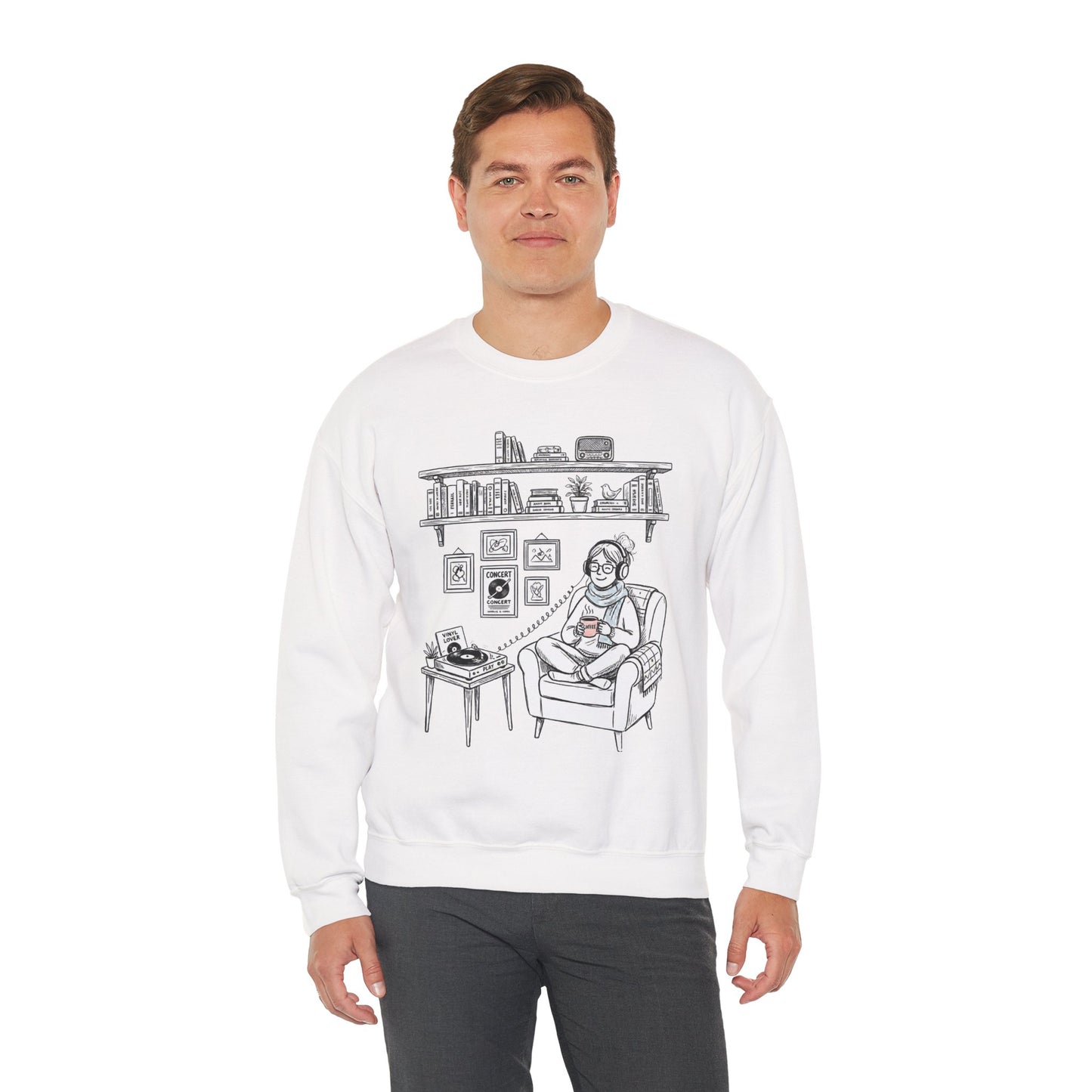 The girl is Listening to Music -  Crewneck Sweatshirt