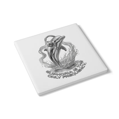 Dolphin Euphoria Ceramic Coaster — 'Euphoria Is The Only Frequency' Music Lover Coaster