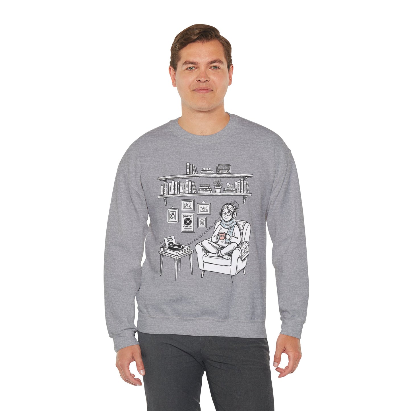 The girl is Listening to Music -  Crewneck Sweatshirt