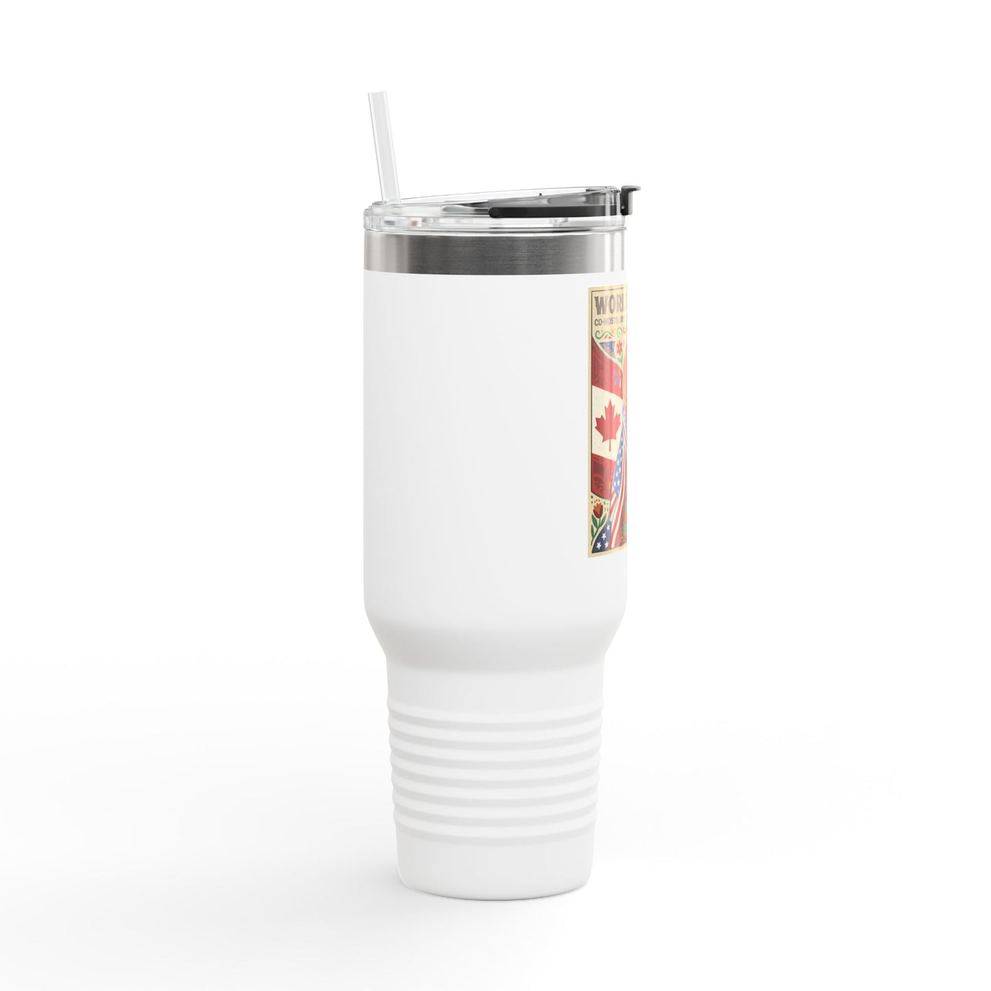 World Cup 2026 Travel Mug — Soccer Tournament Insulated 40oz Tumbler (USA/Canada/Mexico)