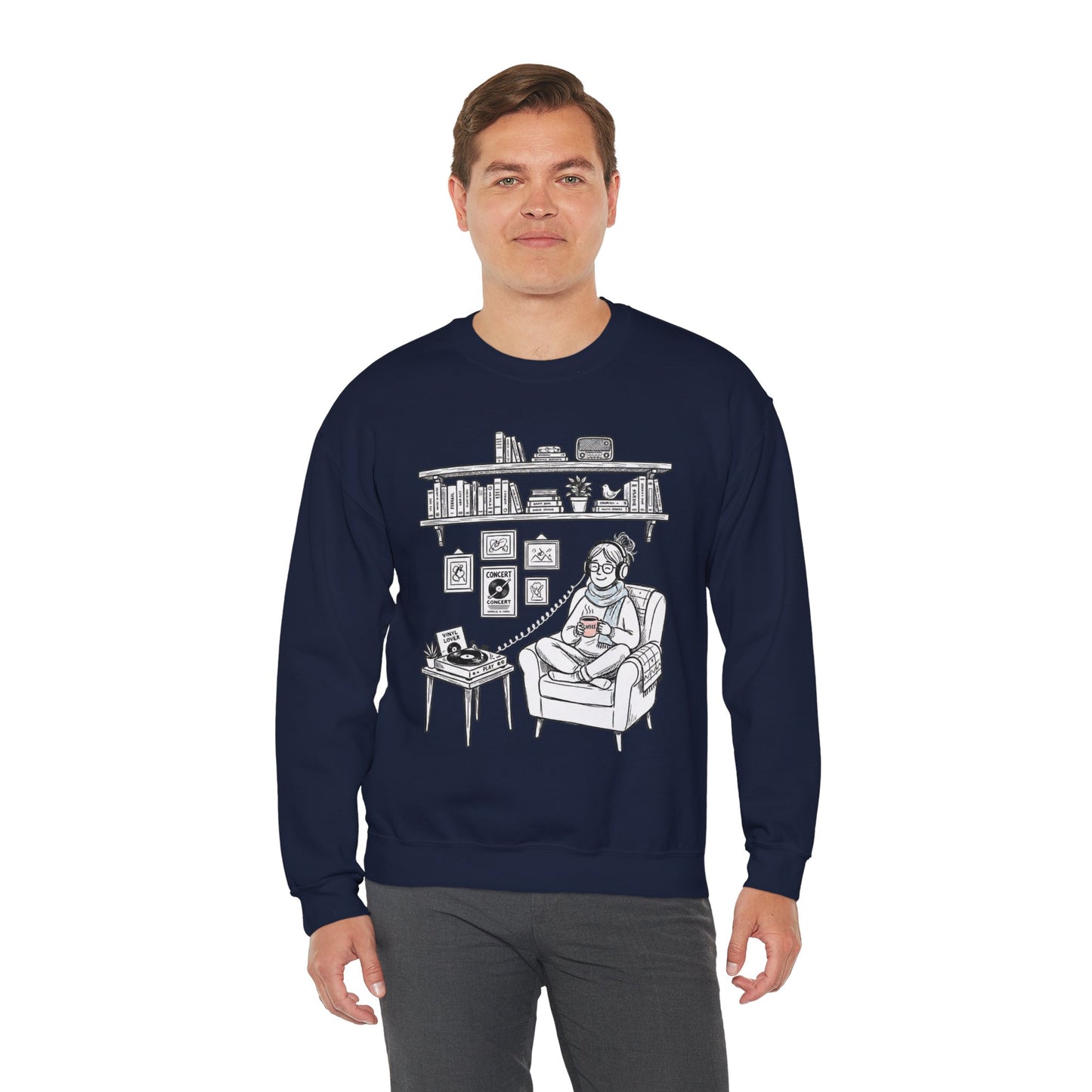 The girl is Listening to Music -  Crewneck Sweatshirt