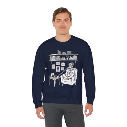 The girl is Listening to Music -  Crewneck Sweatshirt
