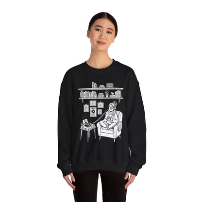 The girl is Listening to Music -  Crewneck Sweatshirt