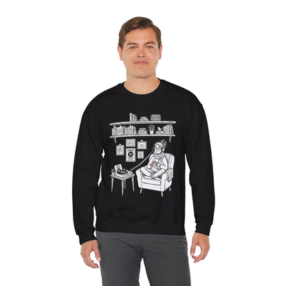 The girl is Listening to Music -  Crewneck Sweatshirt
