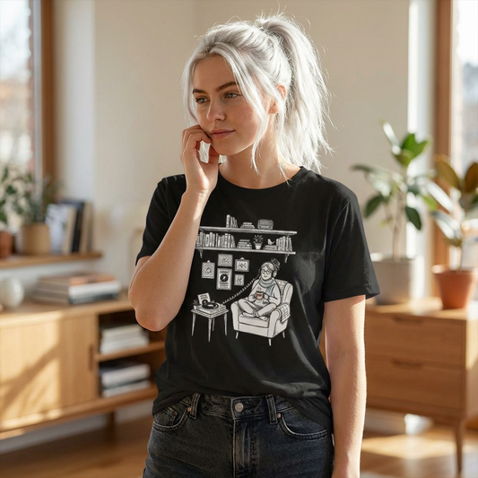 The girl is listening to music - Vinyl records - T-shirt