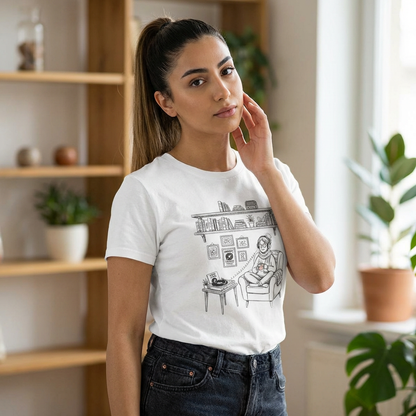 The girl is listening to music - Vinyl records - T-shirt