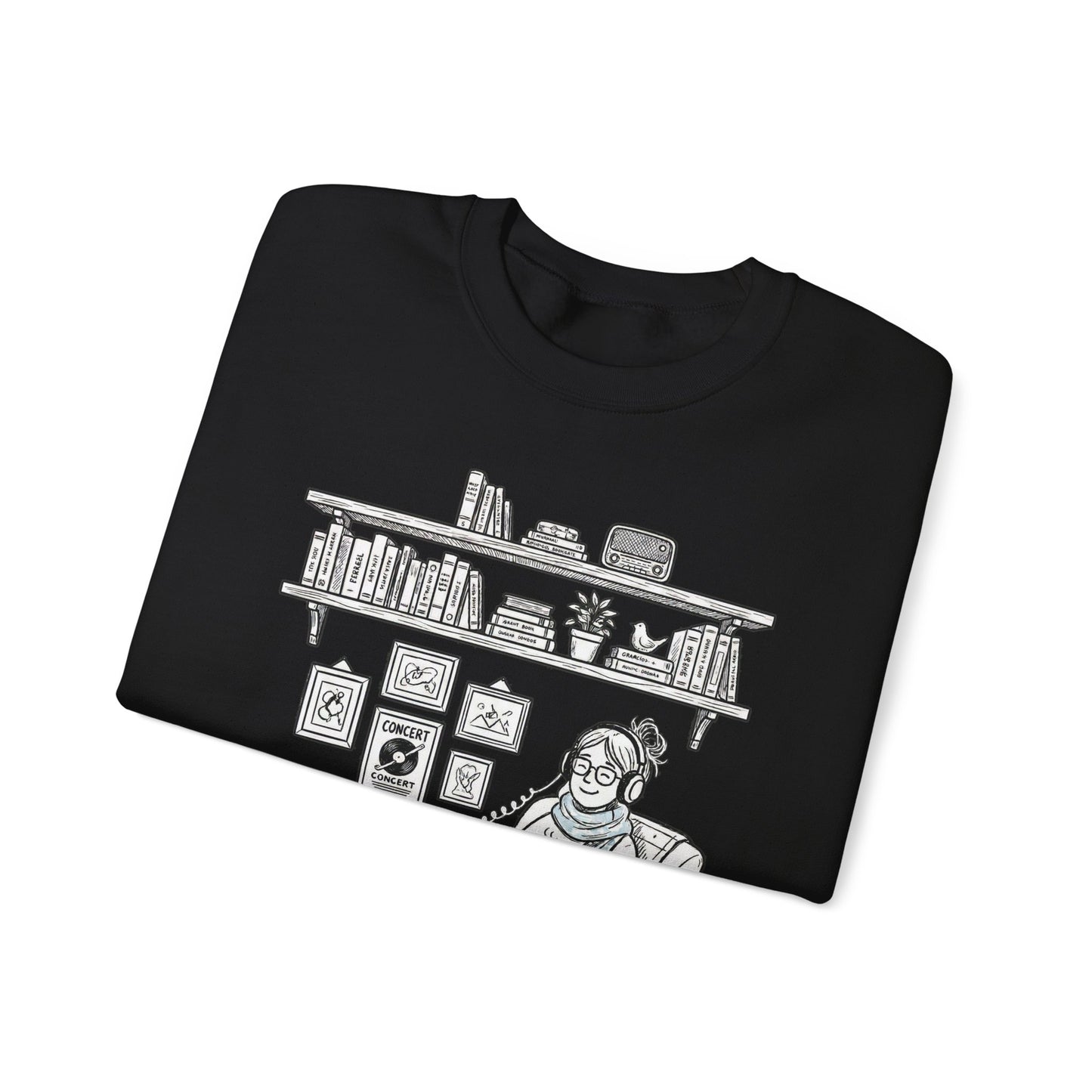 The girl is Listening to Music -  Crewneck Sweatshirt