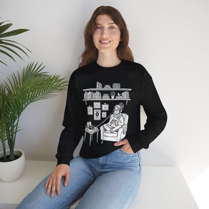 The girl is Listening to Music -  Crewneck Sweatshirt