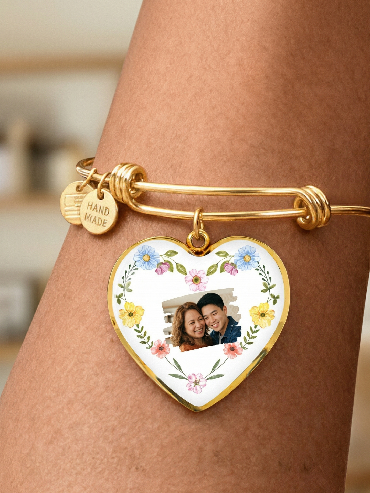 Heart Adjustable Bangle - Customily manual template product