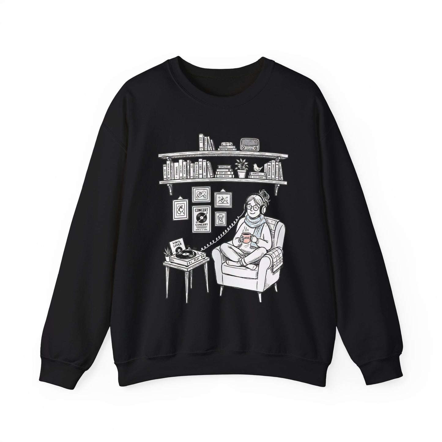 The girl is Listening to Music -  Crewneck Sweatshirt