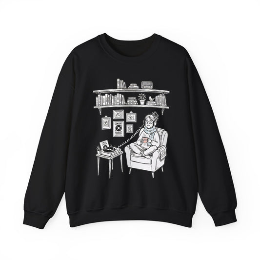 The girl is Listening to Music -  Crewneck Sweatshirt