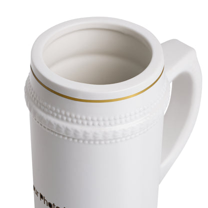 Personalized Ceramic Beer Stein Mug — Custom Photo Beer Stein for Groomsmen, Father’s Day & Oktoberfest