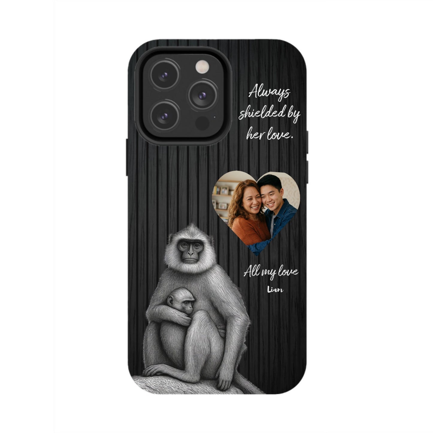 "Always shielded by her love" Personalized Clear Phone Case